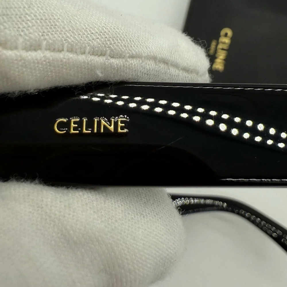 Authentic NEW Celine Black Rectangle Acetate sunglasses - Picture 14 of 17